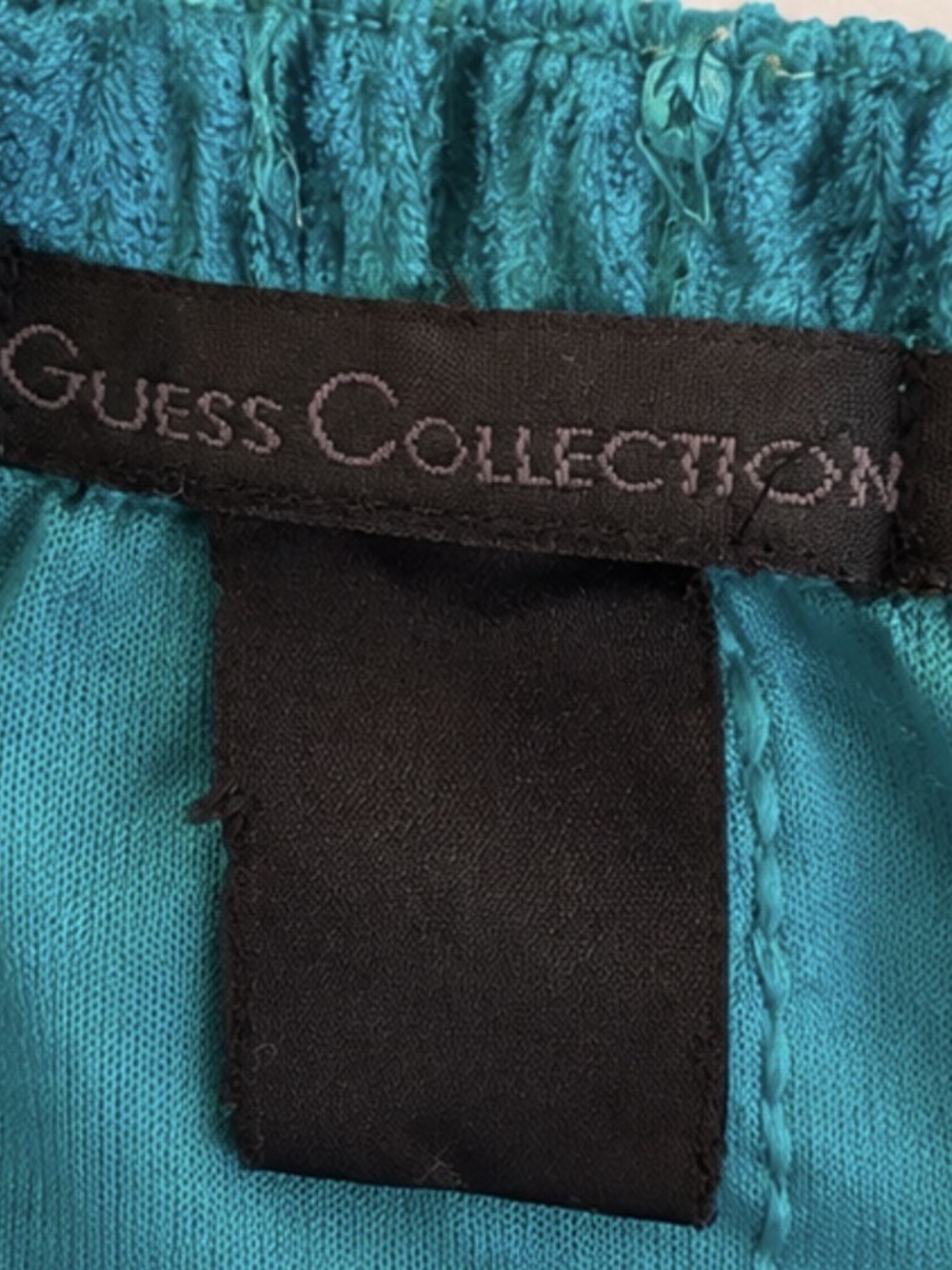 Vintage GUESS Collection Teal Crushed Velvet Tiered Skirt | Y2K Boho Fairycore - Picture 4 of 4